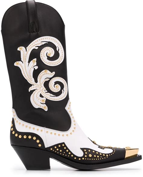 versace medusa western boots|Versace Medusa detail round heels.